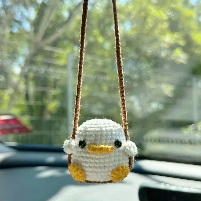 Cute Car Accessories,Pendants for Rearview Car Mirror Decor Hanging Cartoon Animal Handmade Crochet Ornament Decoration Gift