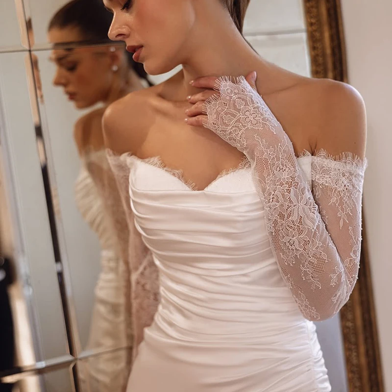 Eightree 2026 マーメイドウェディングドレス恋人長袖レースサテンブライダルドレスホワイトウェディングボールウエディングドレスカスタマイズ