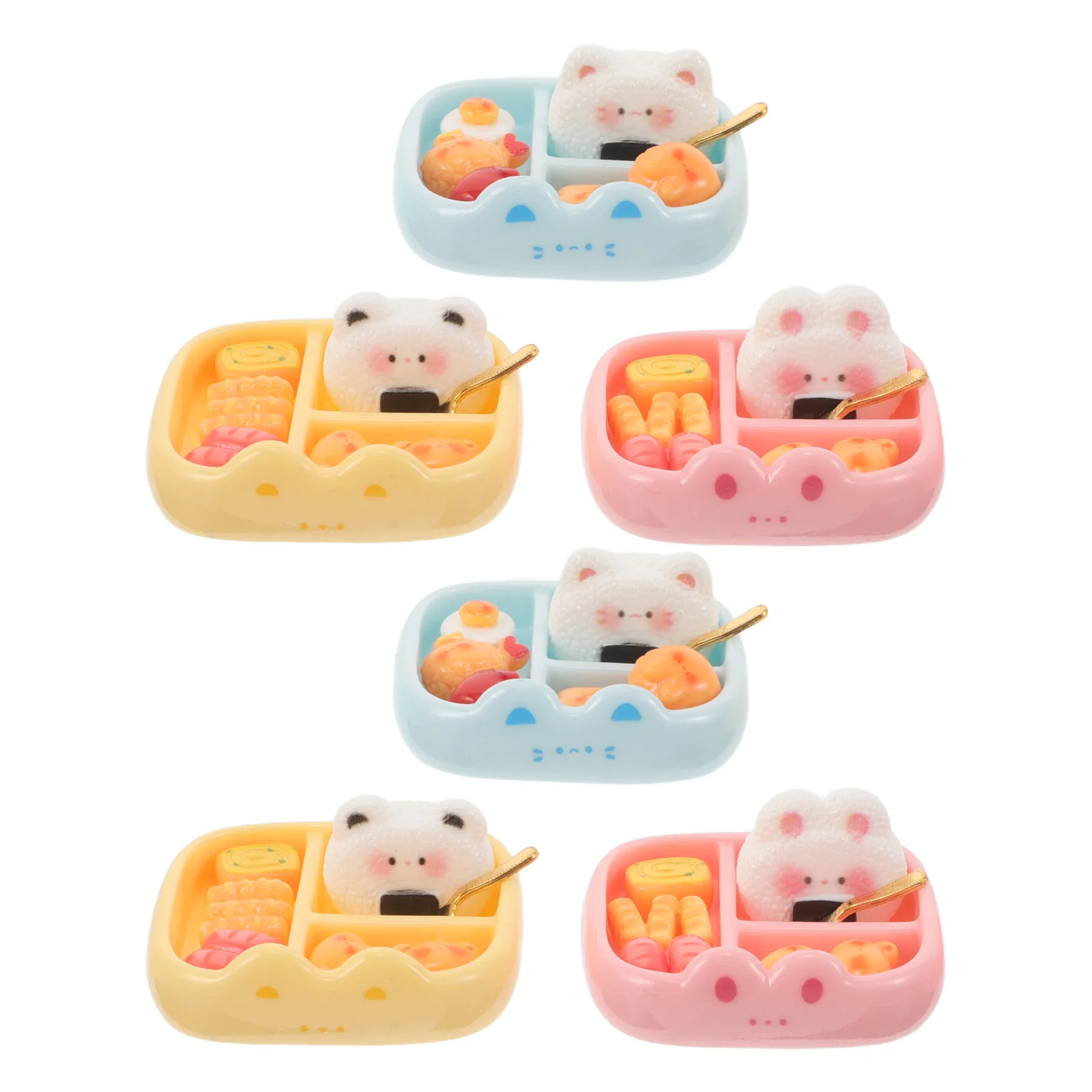 

6 Pcs Mini Dinner Plate Miniature Food Prop Dollhouse Decor Household Adornment Sushi Figurine Model Resin Decoration