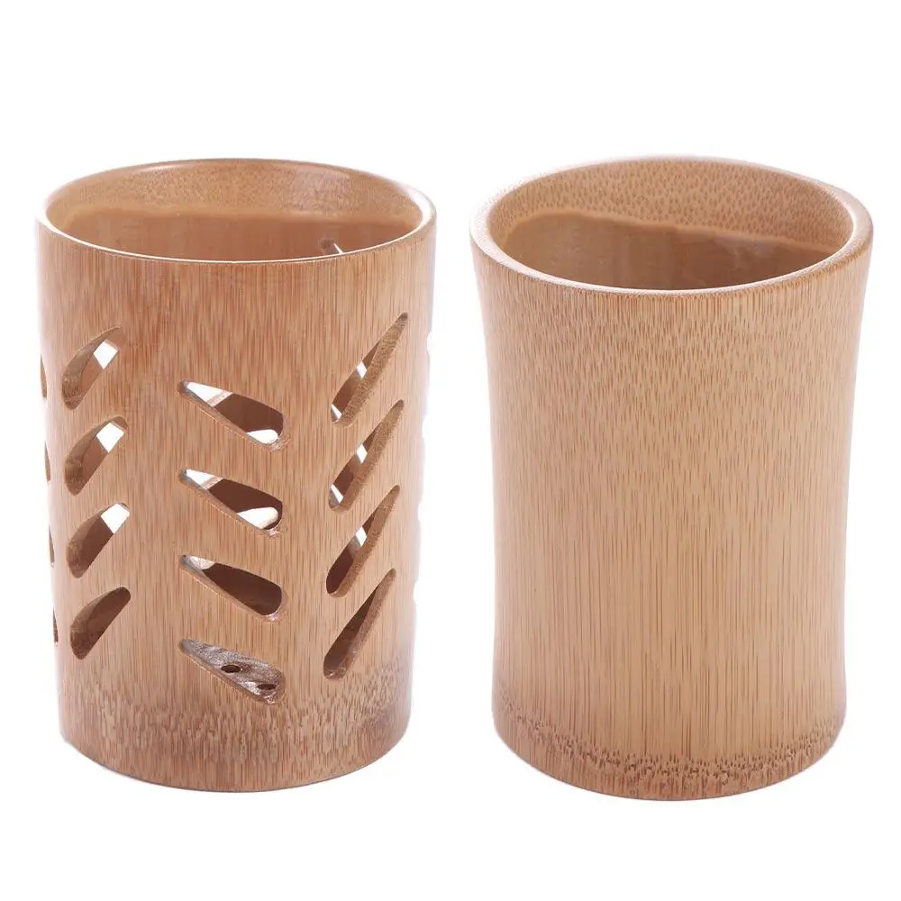 Bamboo Toothbrush Holder For Bathroom Toothbrush Cup With Drainage Quick Drying Bathroom Cup Toothpaste Holder Cup