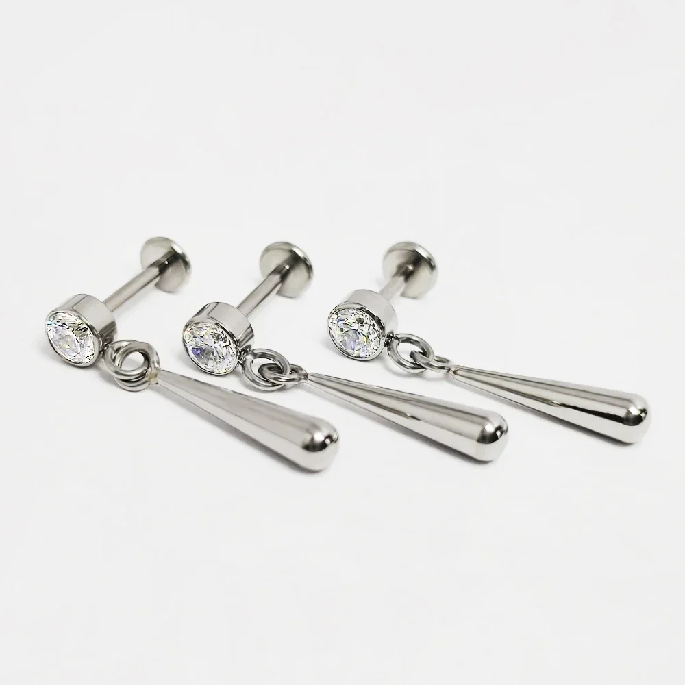 Pendiente colgante en forma de gota de agua de titanio, Piercing para cartílago, tabique, Tragus, hélice, labio, oreja, joyería Daith G23