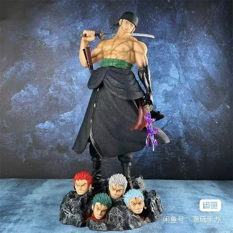 One Piece 73cm Zoro Gk Luffy Large Scale Sculpture Ace Anime Figure Model Desktop Decoration Model Replaceable Head Toys Gifts