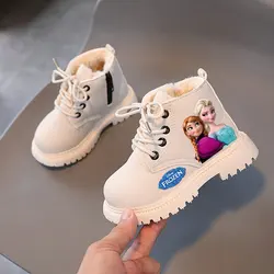 Frozen Princess Elsa stivali da neve per bambini scarpe invernali per ragazze stivali caldi e morbidi con fondo impermeabile antiscivolo Anna Boots21-30