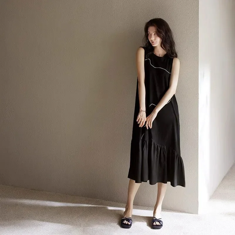 

Женская ночная сорочка из модала со встроенным бюстгальтером, без рукавов, в стиле майки, длинное платье для сна и отдыха