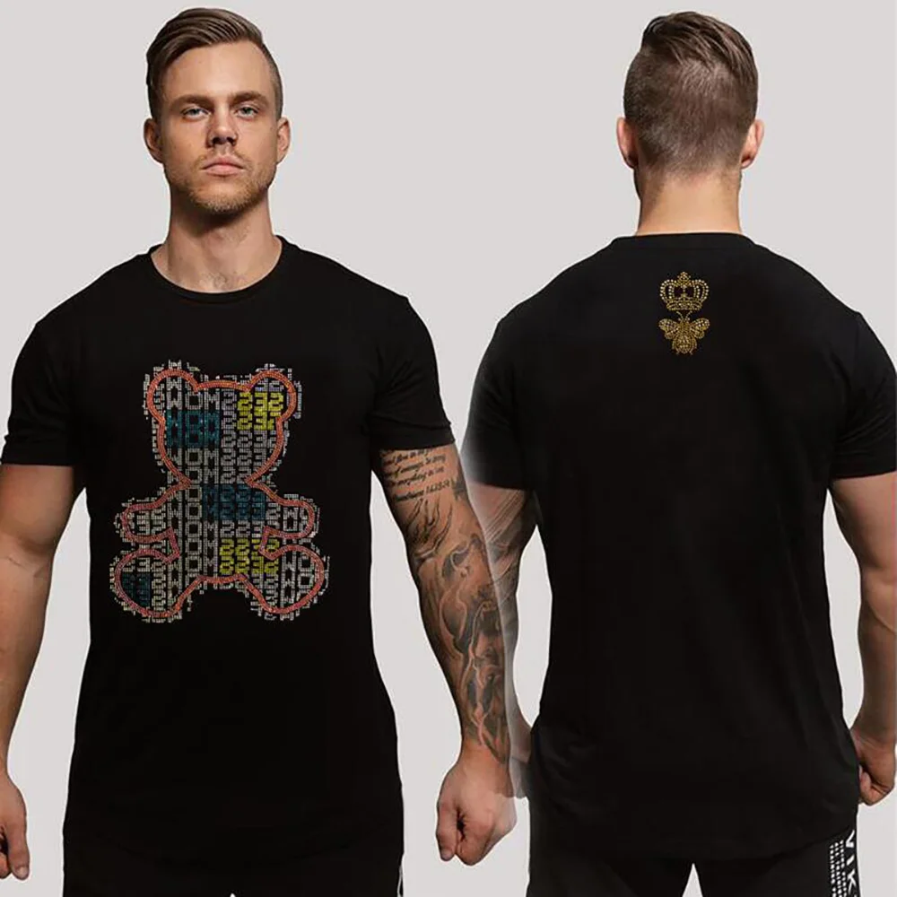 

BORUNKE Designer Rhinestone T-shrit Wholesale drop ship 2023 brand designer top New Fashion summer men tees 166