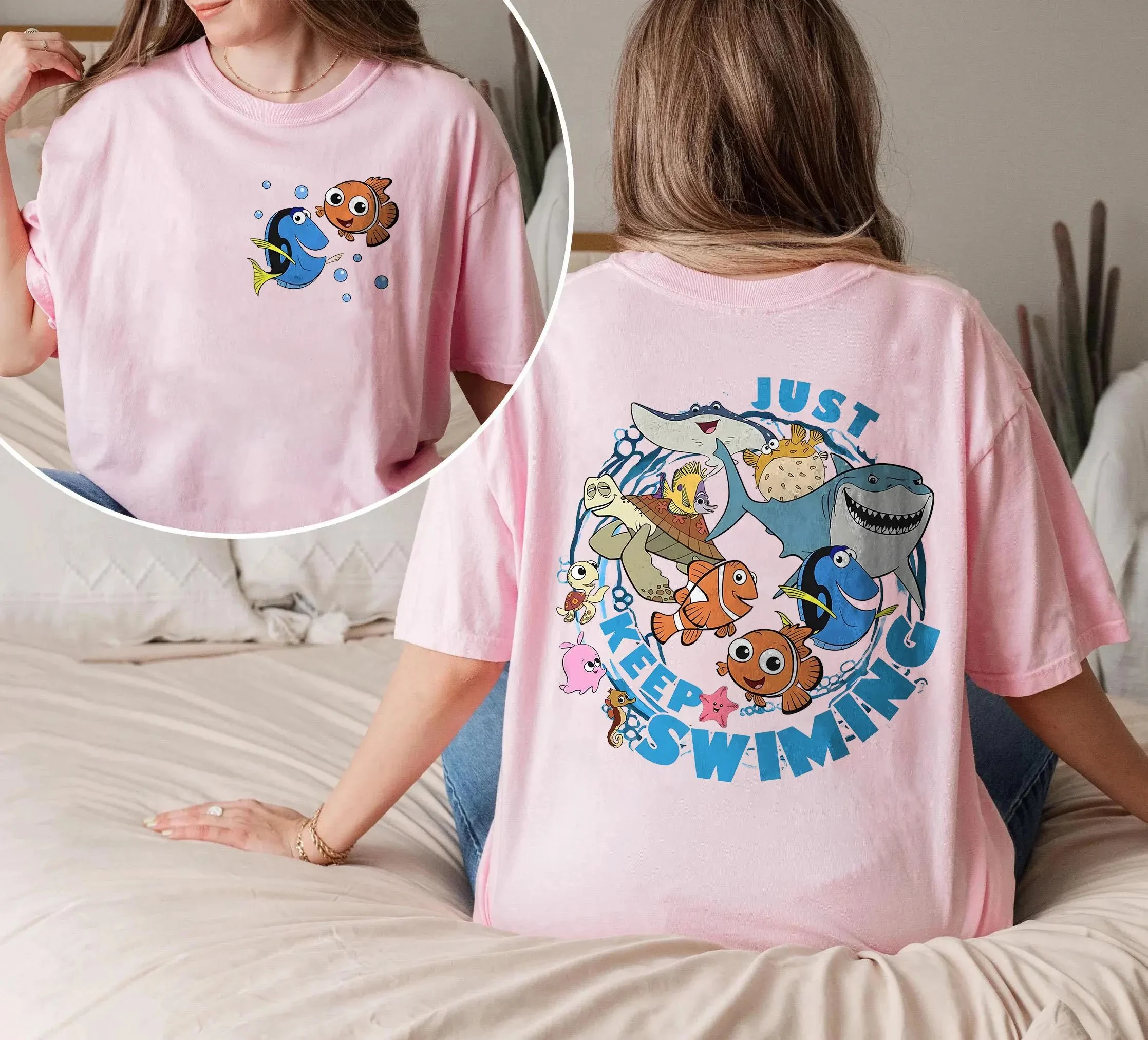 ألوان مريحة العثور على نيمو فقط إبقاء قمصان السباحة، العثور على دوري ديزني رحلة المحملة، قميص نيمو العائلي للعطلات، WDW ديزني #3