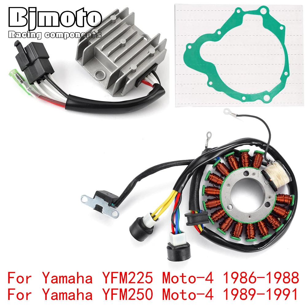 

YFM225 YFM250 1991 Engine Stator Coil+Voltage Regulator rectifier For Yamaha YFM225 YFM250 Moto-4 1986-1990 With Gasket