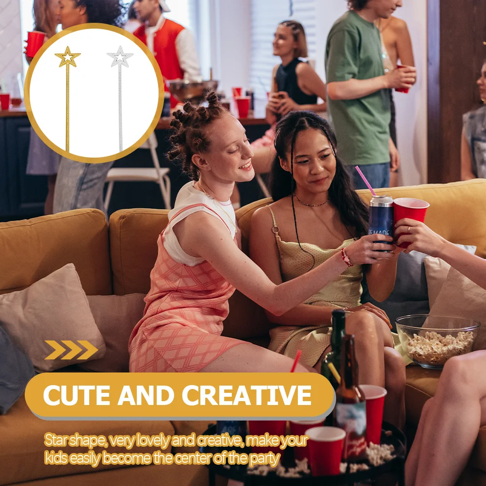 

2Pcs Star Fairy Sticks Party Supplies Exquisite Lovely Design Safe Durable No Burrs Fairy Wand