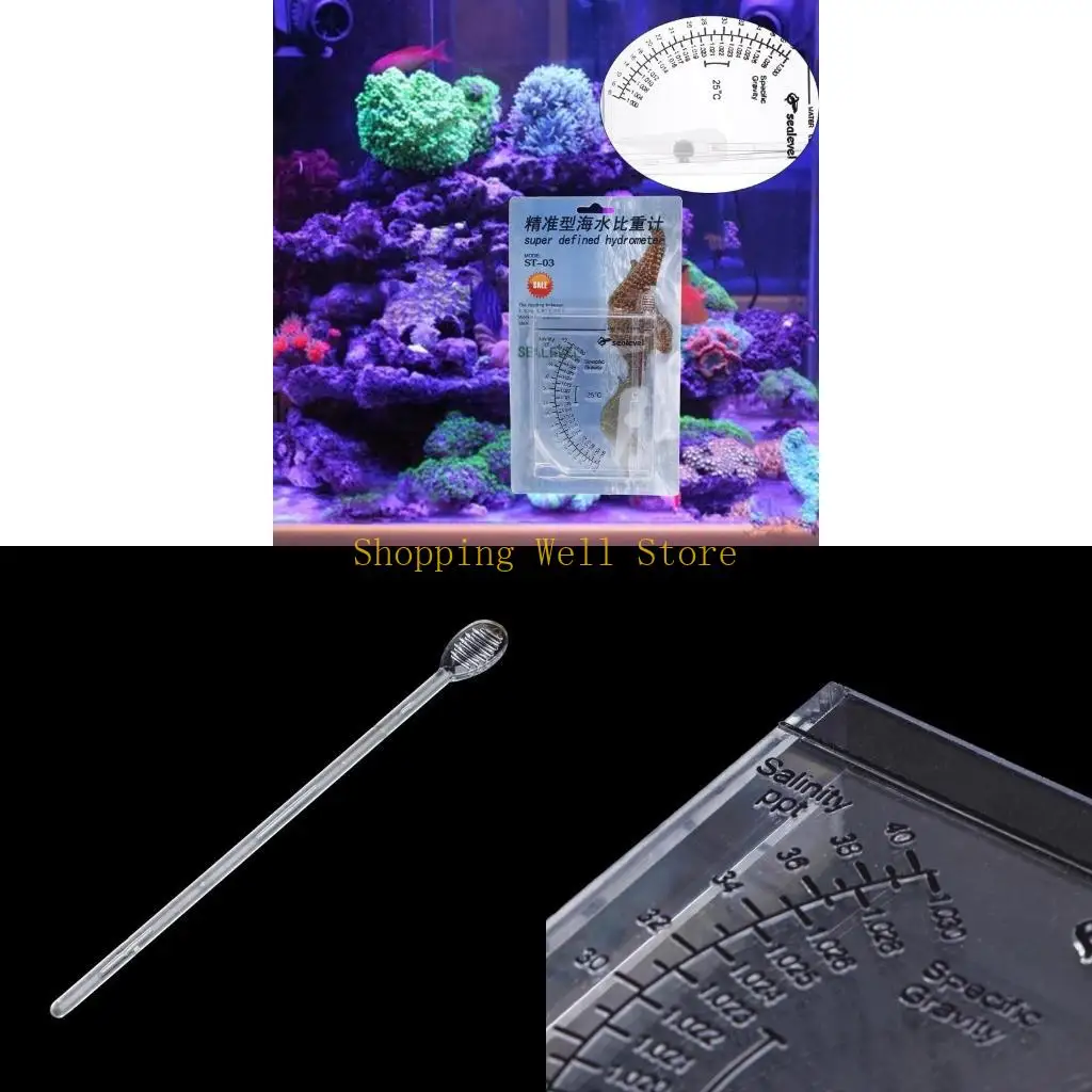 Salinity Tester Sea Hydrometer Aquarium Marine Salinity Meter for Fish for Tank Saltwater Freshwater Specific Gravity Te
