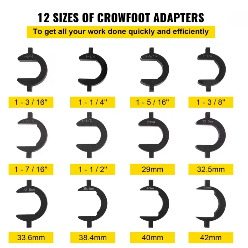 ชุดเครื่องมือถอดแกนพวงมาลัย SucceBuy 12 ชิ้น พร้อมอะแดปเตอร์ Crowfoot 12 ชิ้น ชุดเครื่องมือถอดแกนพวงมาลัยภายใน