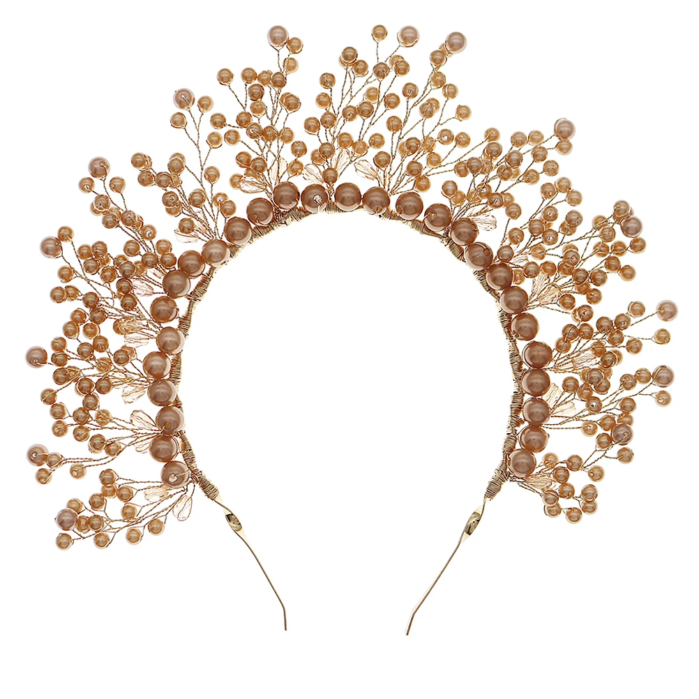 

Pearl Headband Bridal Hairband Imitation Golden Birthday Banquet Bride Party Accessories Elegant Delicate Wedding Hairstyle Tool