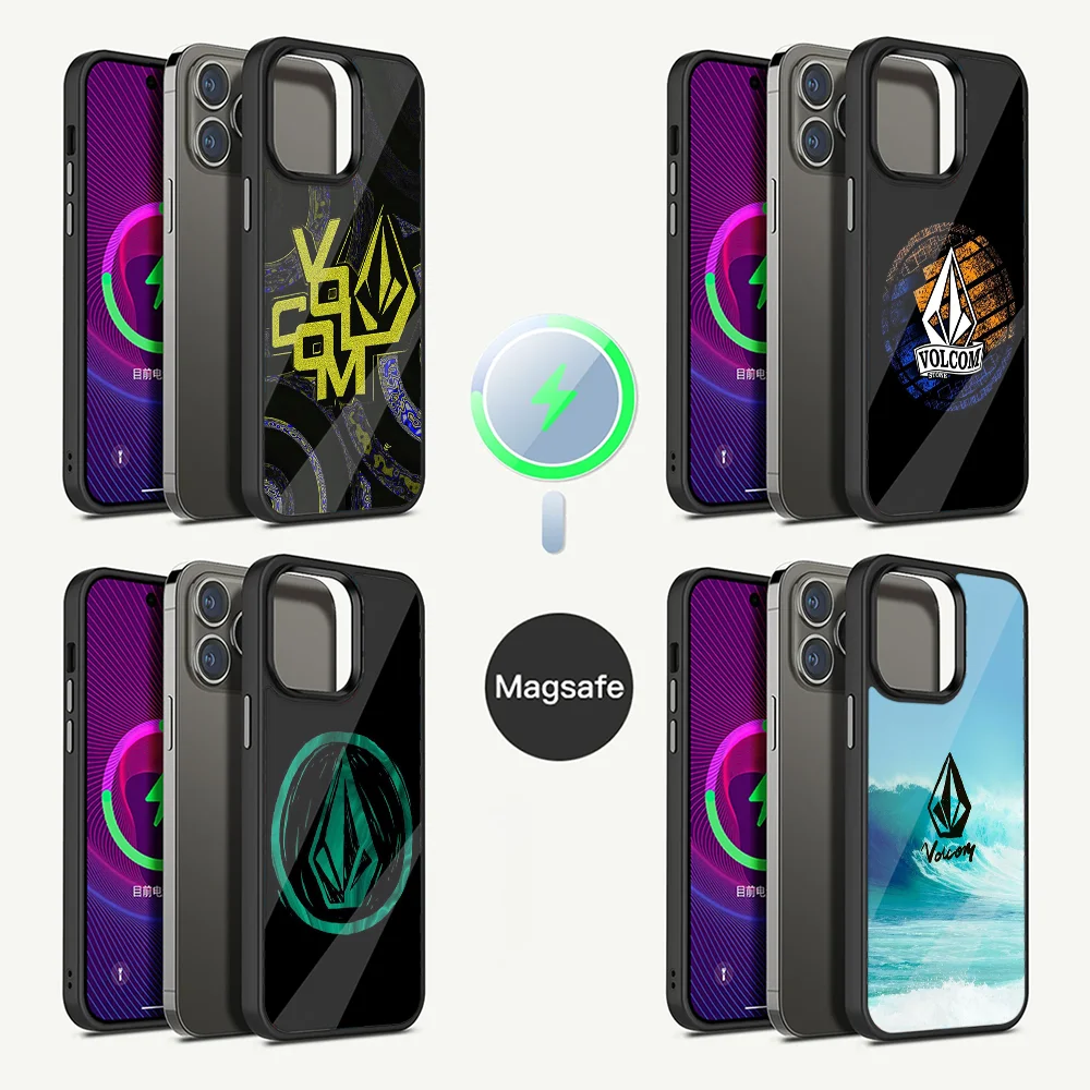 L-Luxury V-VOLCOM-S Sport Style Phone Case For iPhone 16,15,14,13,12,11,Plus,Pro,Max Mini Magsafe Magnetic Wireless Charging