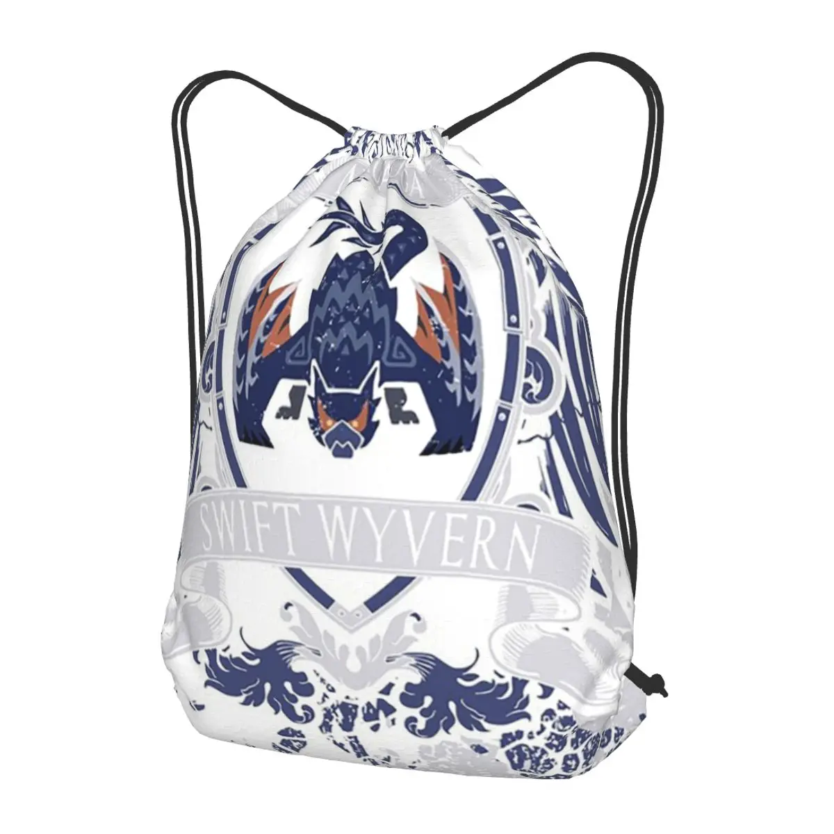 Game Monster Hunter World Nargacuga Crest Backpacks Portable Drawstring Bags Shoes Bag Book Bags for Travel School