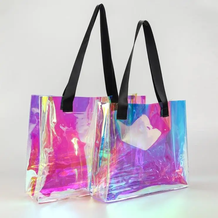 

Fashion Tote Bag Clear Holographic Handbag for Work Beauty Large Size and Sturdy Handle SN4029