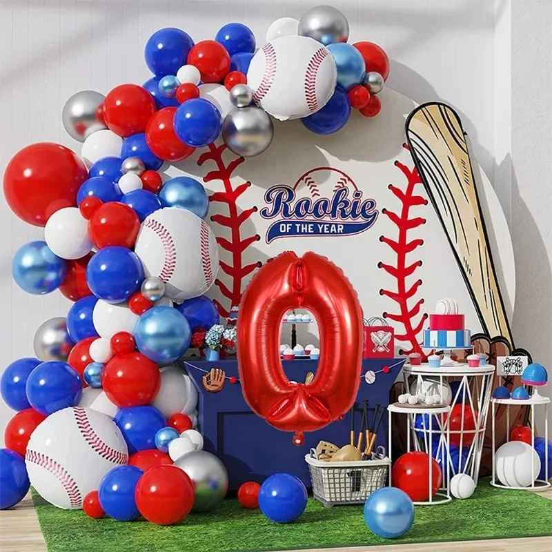 

Baseball Youth Sports Style Matte Latex Balloon 32-inch Digital Balloon Prop Party Decoration Tool Baseball Balloon Chain