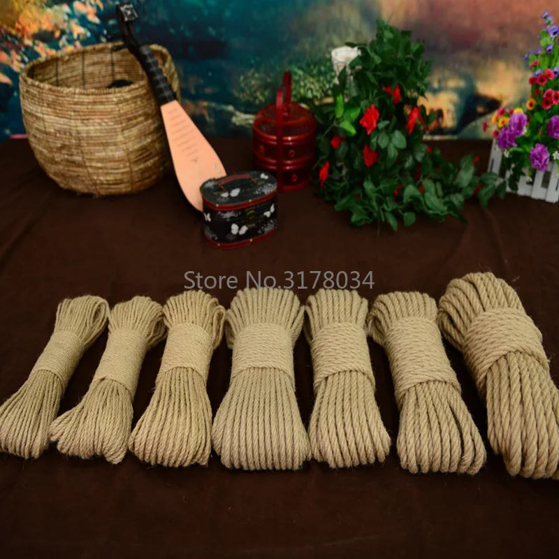 Natural Jute Fabric Rope Twine Rolls Hemp Twisted Cord Macrame String DIY Basket Craft Cat Pet Scratching Handmade Decor 10mm