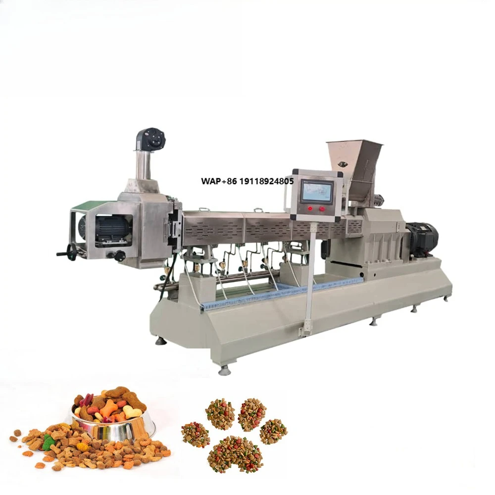 Dog Food Processing Machine PLC Controlled Stainless Steel Twin-Screw Extruder for Dry Pet Food Production Line
