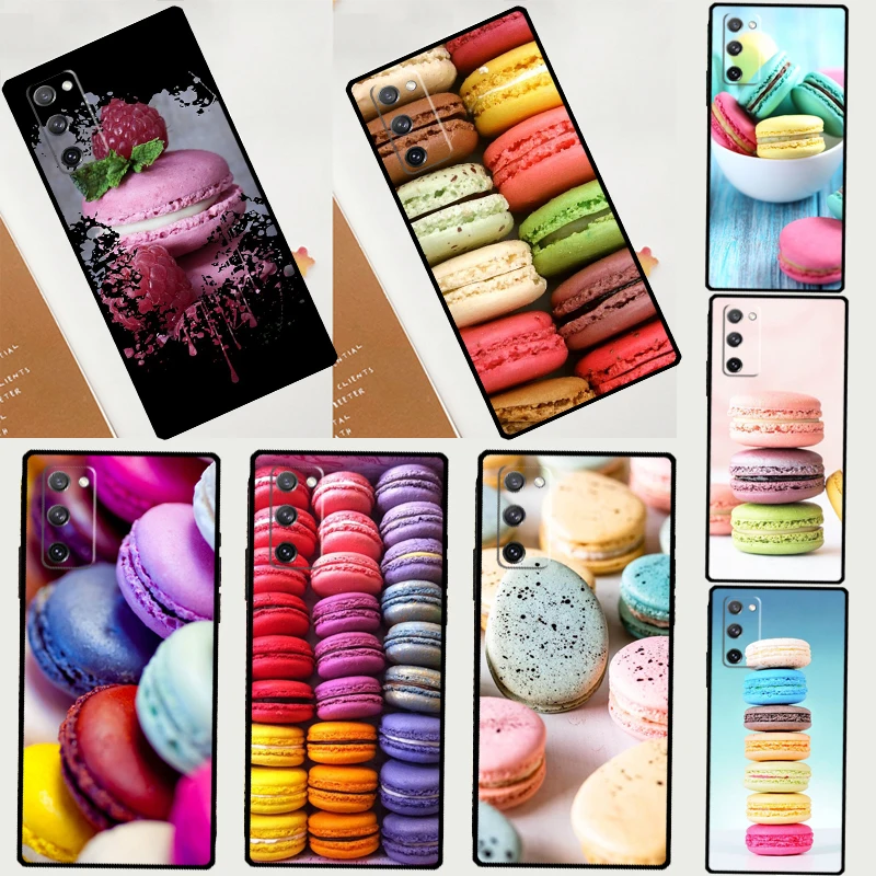 Macarons Cake Dessert Case For Samsung Galaxy S23 S22 Ultra S21 S20 FE S8 S9 S10 Note 10 Plus Note 20 Ultra Cover