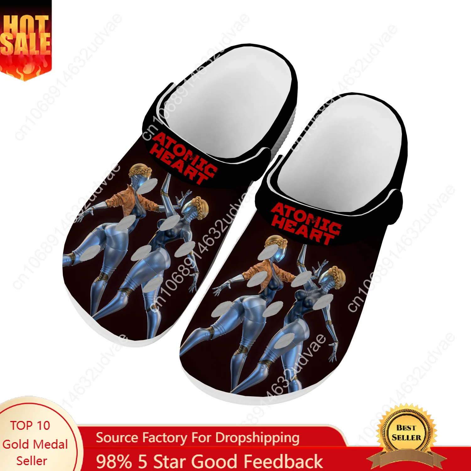 

Atomic Heart Water Shoes Mens Womens High Quality Fashion Home Garden Clogs Customizd Sandals Beach Breathable Hole Slippers