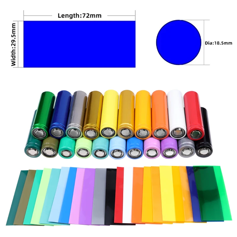 100/500pcs 18650 Precut Battery Wrap Heat Shrink Tube 29.5mmx72mm PVC Insulation Sleeve for Lithium Battery Protection Wrapping