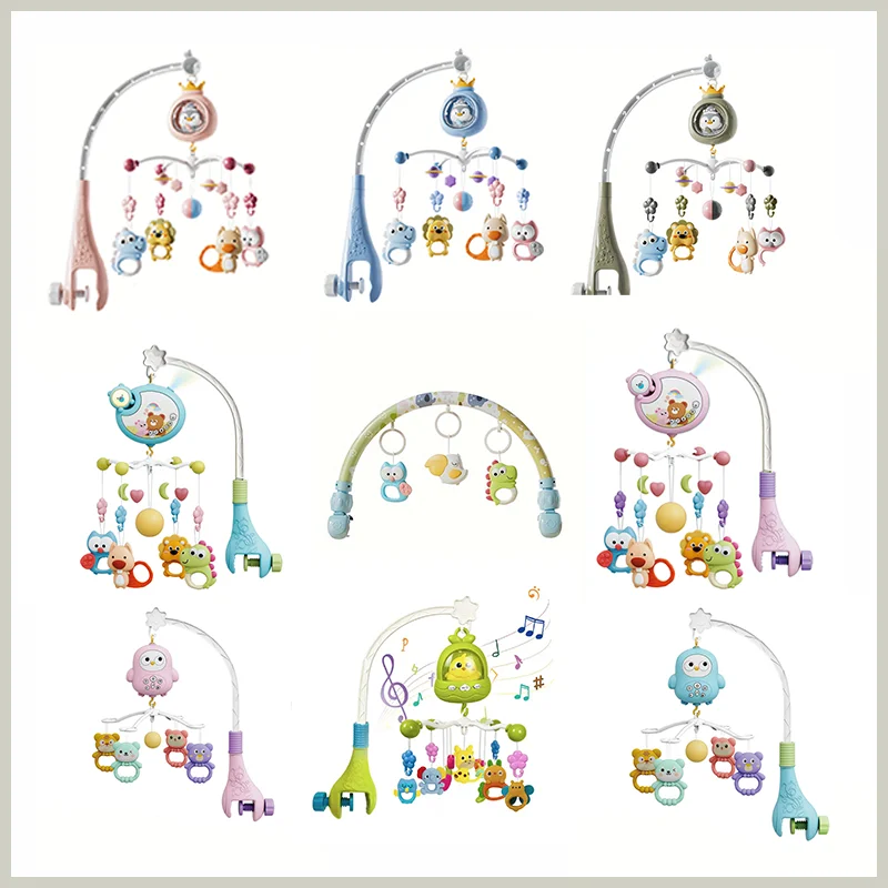 Musical Baby Crib Mobile Toy Projector Night Light Sensory Hanging Rattles for Newborn Infant Stroller