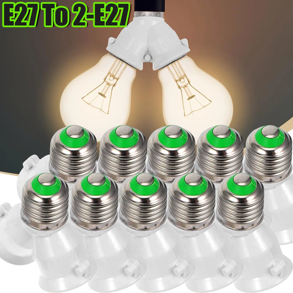 1/6 قطعة المزدوج رئيس محول مأخذ التوصيل 2In1 E27 إلى E27 الموسعة LED مصباح لمبات قاعدة حامل الفاصل الأبيض LED محول مقبس الإضاءة #1