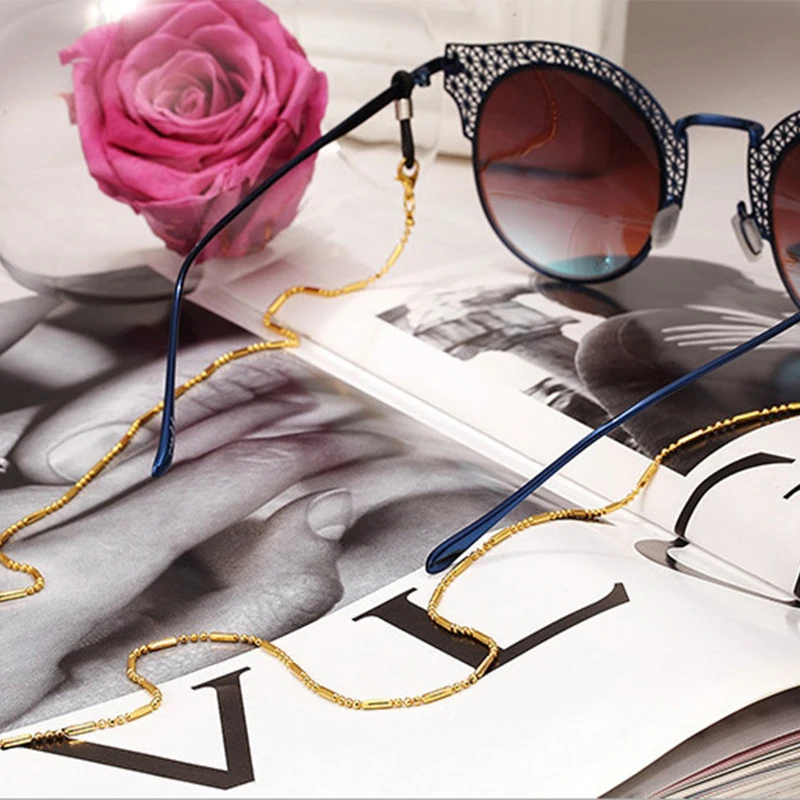 1PC occhiali accessori fai da te moda donna occhiali da sole catena cilindro catena di perline occhiali Anti-caduta collana con cordino 75CM
