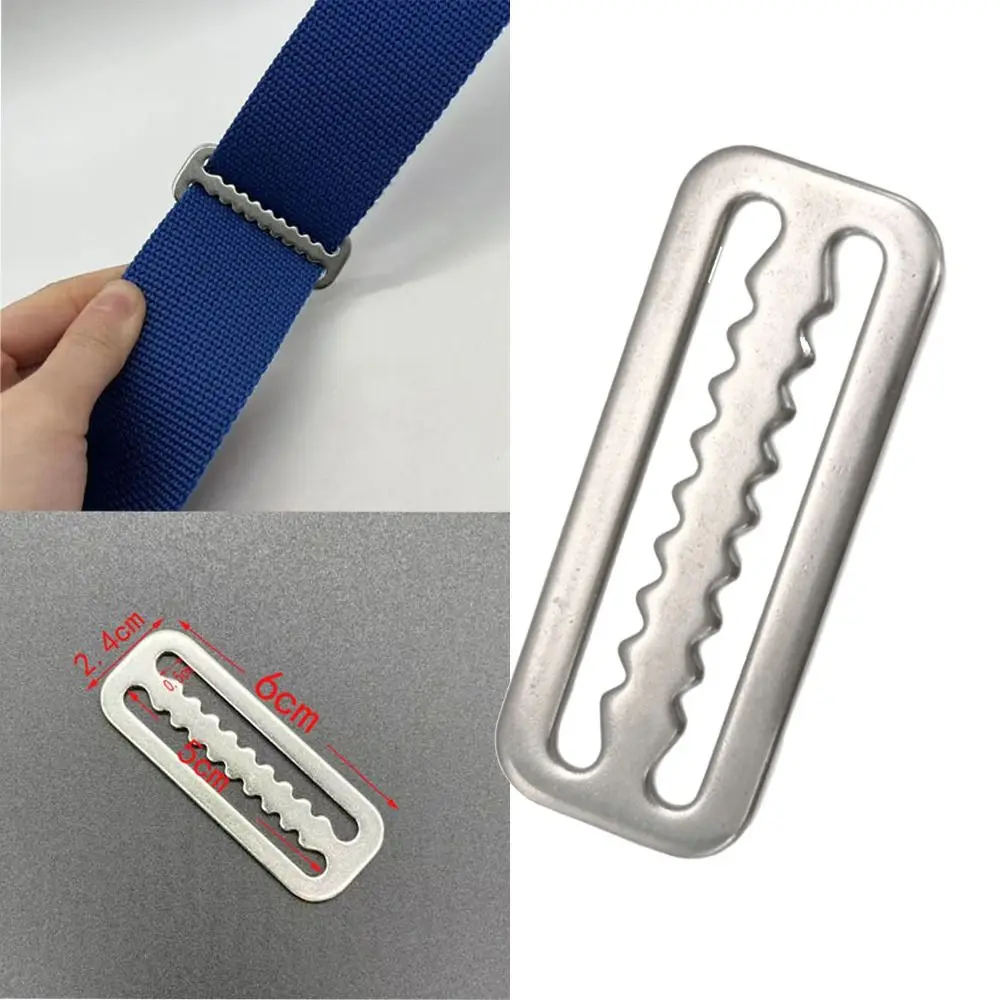 1/5PCS Slide Keeper Ring Diving Weight Belt Stainless Steel Double Slot Structure Strap Buckle Serrated Locking