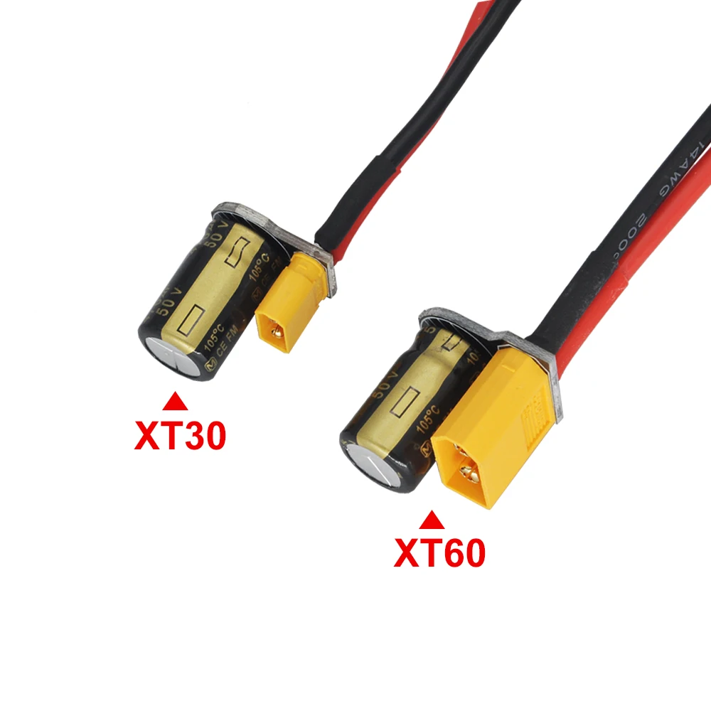 Câble de connecteur de prise mâle avec filtre de pointe de tension, pièces RC, puzzle, 470uF, 50V, FPV, ESC, PDB, 3-6s, batterie Lipo, compte 30, compte 60