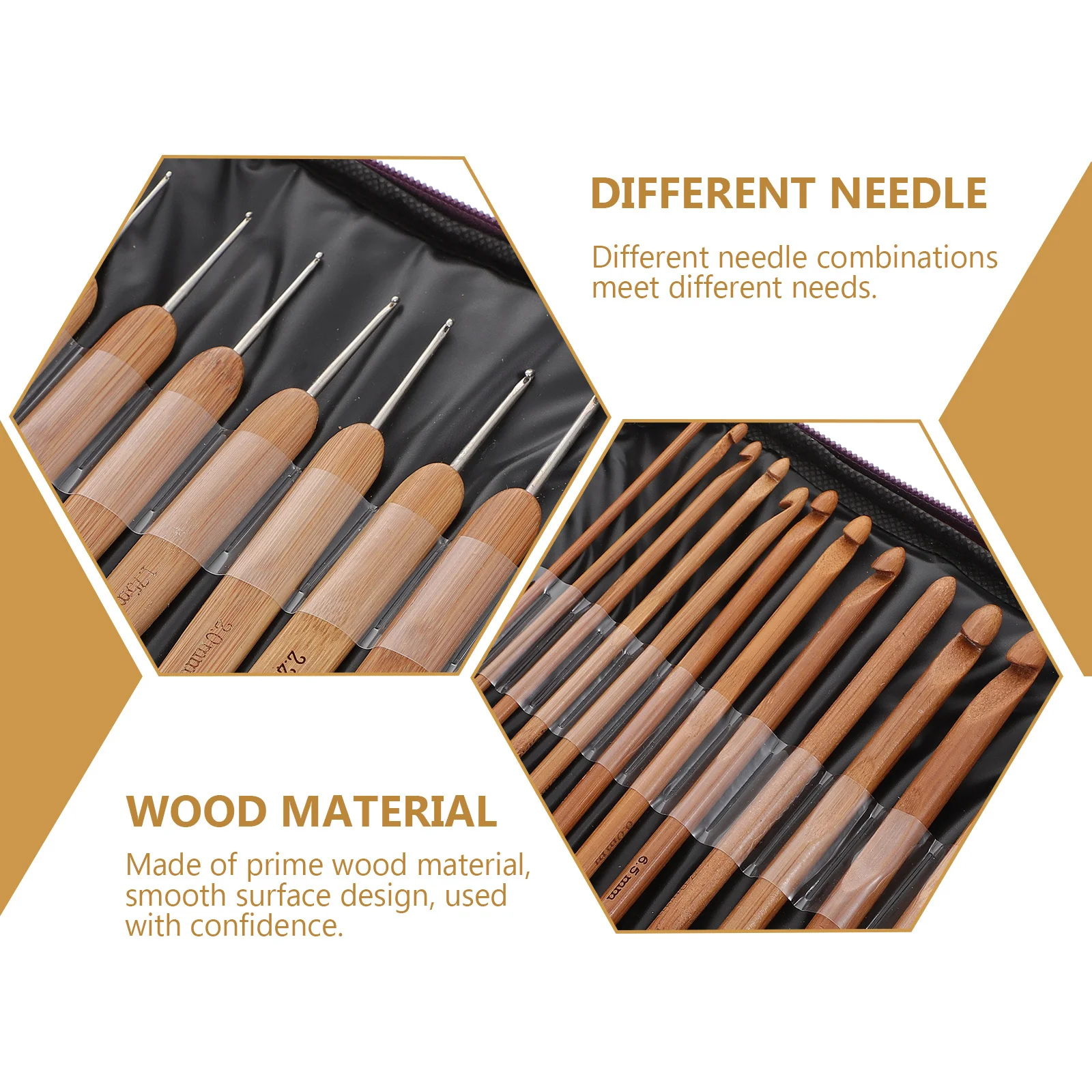 

1 Set Of Knitting Crochet Hook Kit Wooden Crochet Needle Diy Handcraft Weaving Tool Yarn Craft Beginner For Sweaters