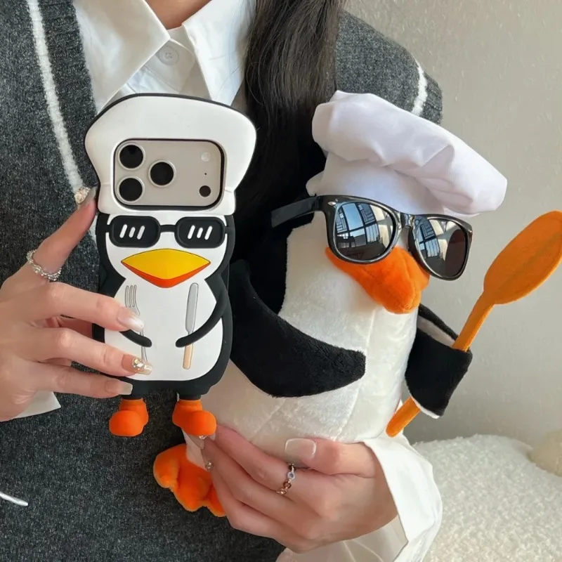 

Крутой чехол шеф-повара с пингвином для iPhone 17 16 Pro Max, противоударный защитный чехол, модный новый дизайн с героями мультфильмов