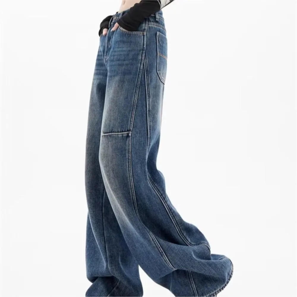 

Мешковатые рваные джинсы в стиле ретро, женские модные свободные широкие джинсовые брюки с высокой талией 2025 года, модные