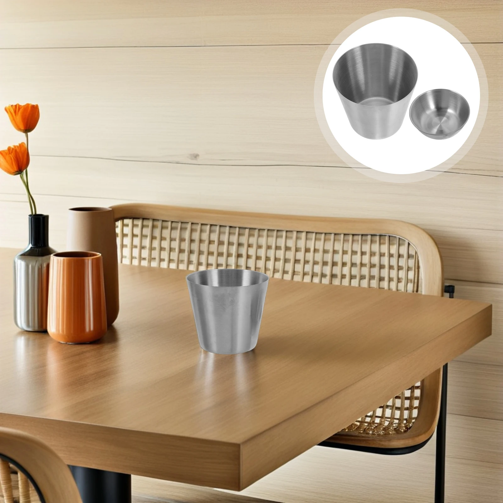 

1Set Stainless Steel Seasoning Bowls Multipurpose Ramekins for French Fries Snacks Salad Dipping Sauce Cups Round Sauce Dishes