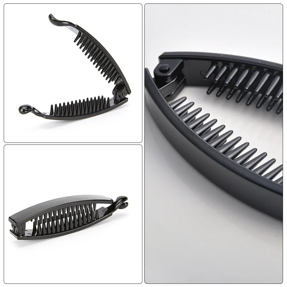 

6Pcs Women Hair Clip Banana Shape Anti-Slip Vertical Horsetail Clip Lightweight Portable Stylish Daily Dating Party Wedding Use