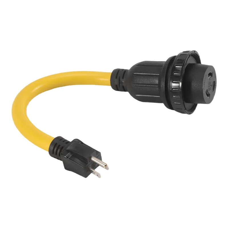 

A84Z-Nema 5-15P Male To L5-30R Female Power Adapter Cord,Generator 30 Amp To 15Amp Household Adapter Cable US Plug Durable Yello
