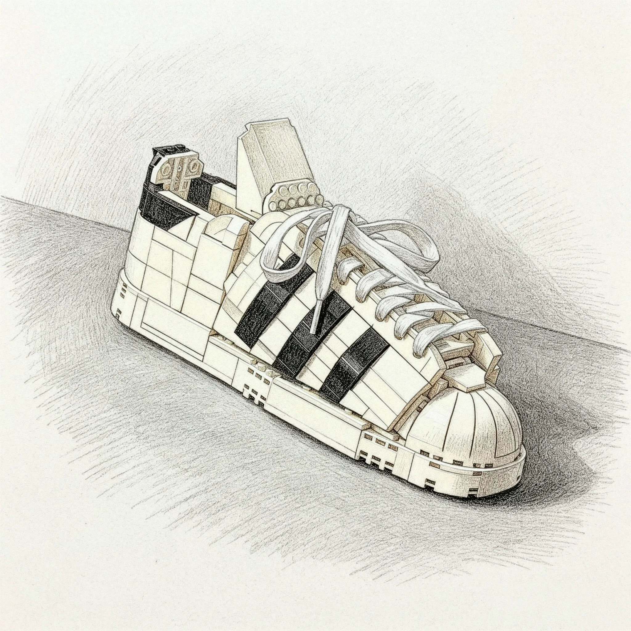 

New creative three black pole model bricks classic collection shoes suitable for men and women party holiday gifts