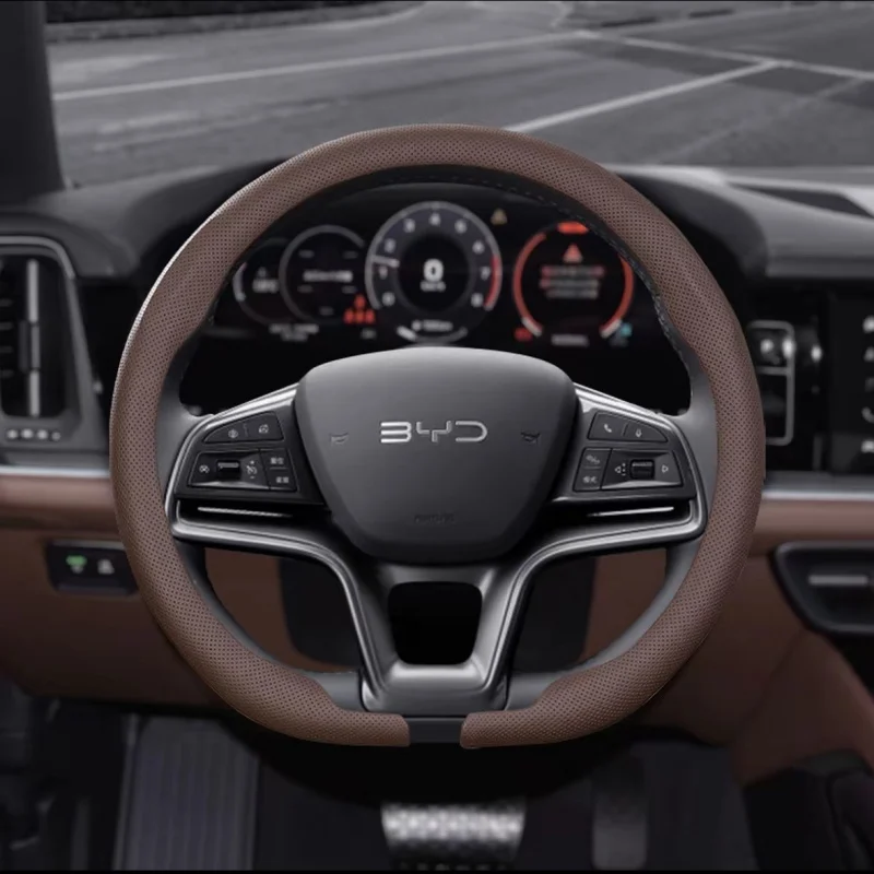 

Leather Car Steering Wheel Cover For BYD Atto 3 Act Seal Tang F3 E6 Yuan Song Plus EV F0 Qin Han Dolphin S6 Aoto Accessories