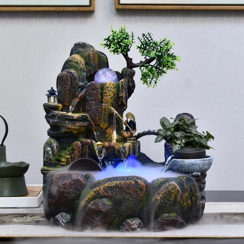 

Rockery Landscape Fountain Living Room Waterwheel Fengshui Wheel Lucky Indoor Good Fortune Ball Circulating Waterscape