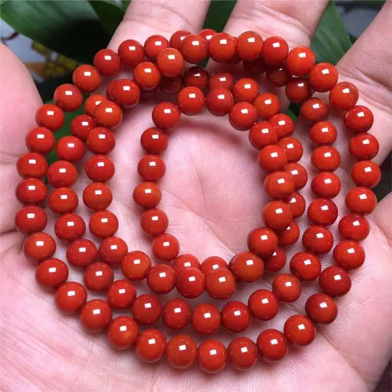 Sichuan Material Southern Red Agate108Buddha Beads Multi-Circle Bracelet Necklace Flame Red Cherry Red Baoshan Persimmon Red Bra