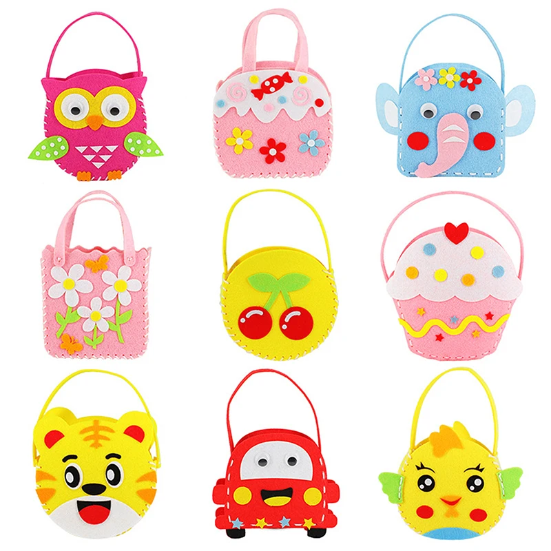 1 szt. Włóknina DIY Torebka do Szycia Zabawka Rękodzielnicza dla Dzieci Kreskówka Zwierzę Kwiat Motyl Ręcznie Robiona Torba do Szycia Zabawki Edukacyjne