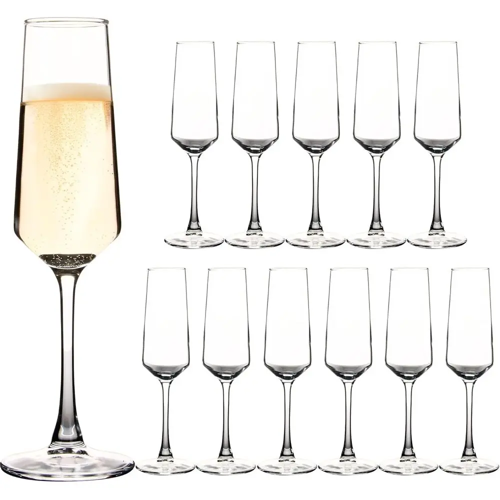 

Elegant 12-Piece Champagne Glasses Set for Wedding, Christmas - 7.5 oz, Ideal for Sparkling Wine - Dishwasher Safe
