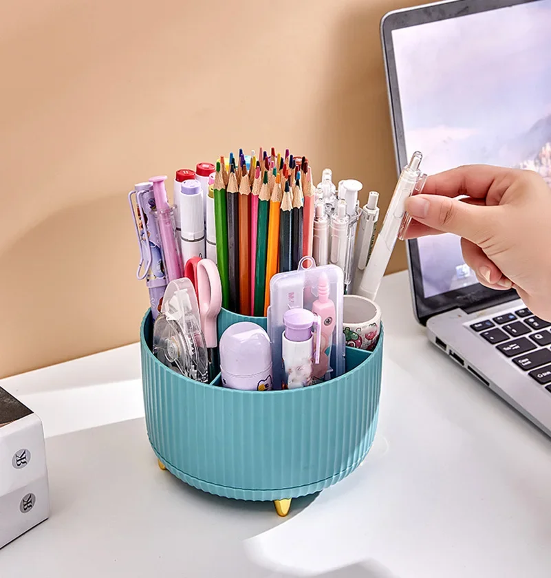 

360° Rotating Makeup Large Capacity Brush Storage Box Desktop Cosmetic Organizer Lipstick Eyebrow Pencil Eye Shadow Brush Holder