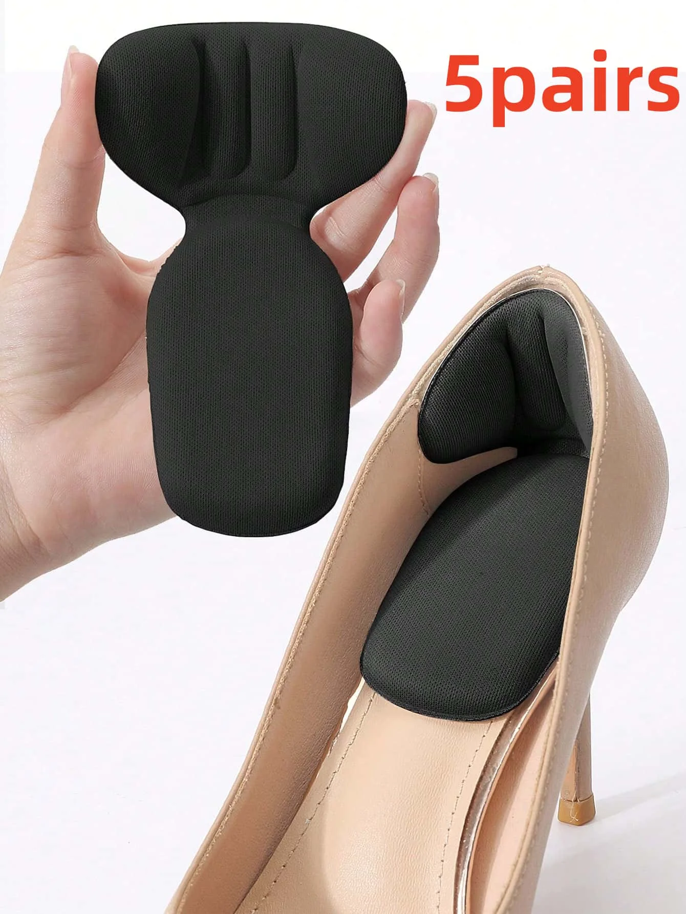 5 Paar Fersenpolster-Einlagen, elastische Schuheinlagen, große Schuh-Fersenpolster, Einlagen für Männer und Frauen, verbessern die Passform und den Tragekomfort von Schuhen, verhindern Fersenrutschen