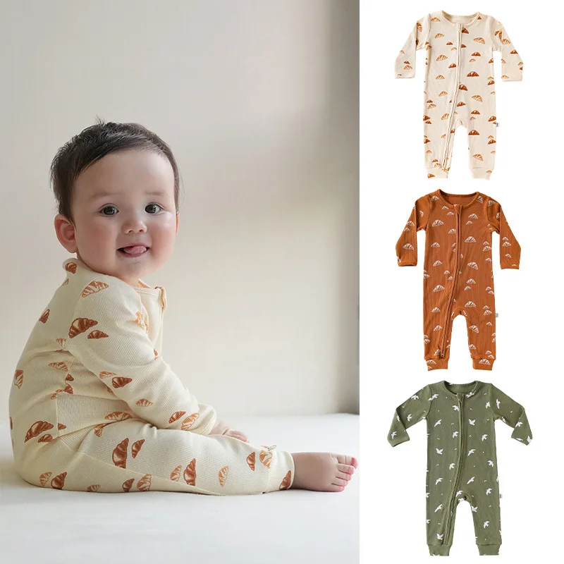 

Nordic Style Unisex Baby Romper A-Class Infant H Harie Spring/Autumn Long Sleeve Zipper Crawling Suit Pure Cotton Baby Clothing