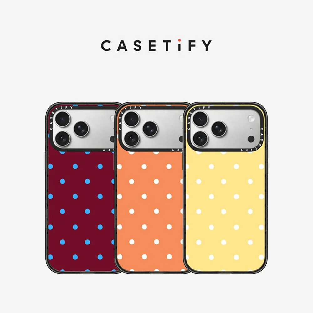 Étui magnétique antichute CASETiFY Classic Polka Dot Series pour iPhone 13 14 15 16 17 Pro Max Air Plus – Coque de protection
