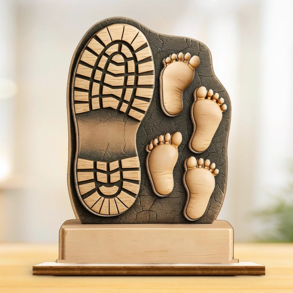 木製の足跡を模した記念オーナメント。父の日の贈り物、インテリ - Art And Craft For Father'S Day のレビューと価格