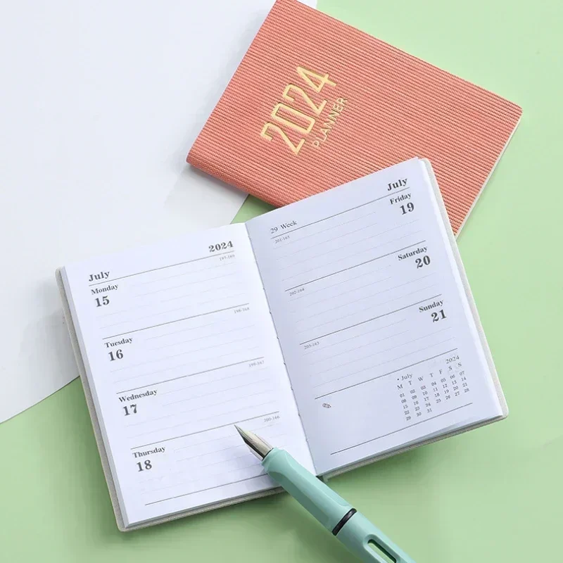 A7 2025 Agenda Book Portable Pocket with Calendar Notebooks Diary Weekly Planner Students