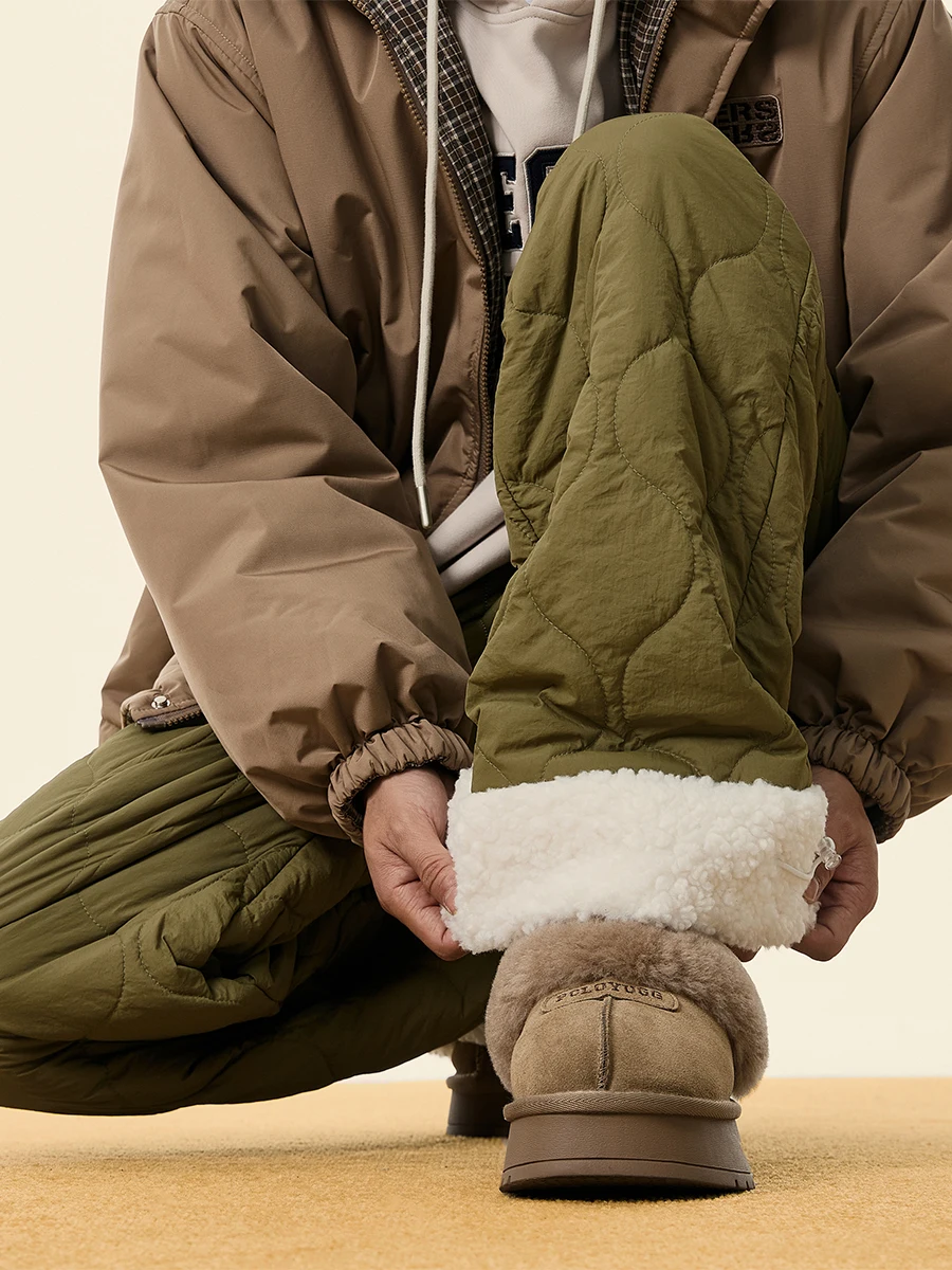 

Мужские зимние утепленные брюки прямого кроя из хлопка с подкладкой из овечьей шерсти, теплые, непромокаемые, повседневные, свободного кроя, модные для подростков