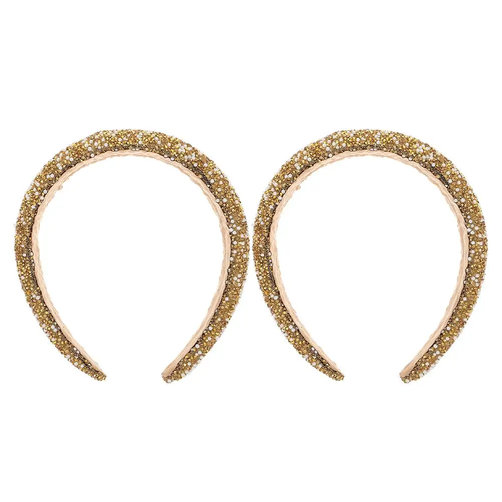 

2Pcs Headb Wide C y Color for Women Fashion Sparkly Crystal Headb Accessories Spa Haircare Stylish Girls Trendy Hair