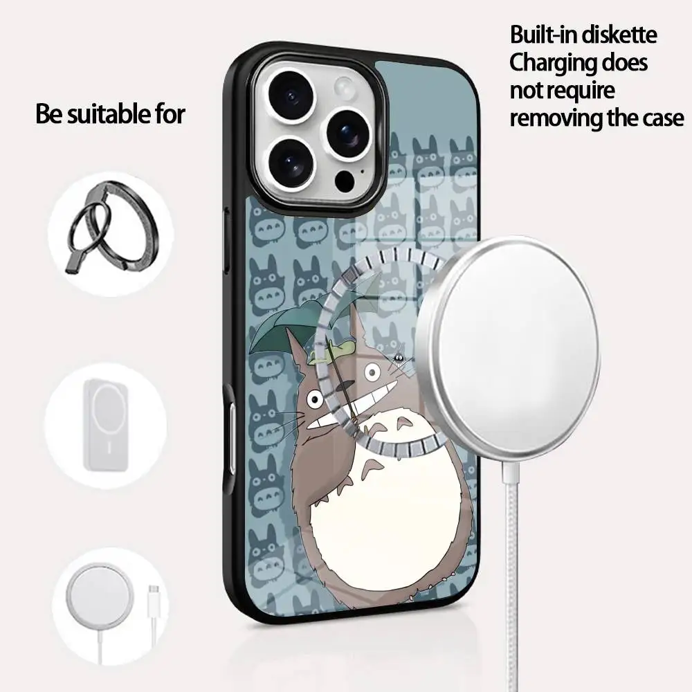 

Anime T-Totoros Phone Case For IPhone 16 15 14 13 12 11 Pro Max Plus Mini Magsafe Mirror Wireless Magnetic Cover